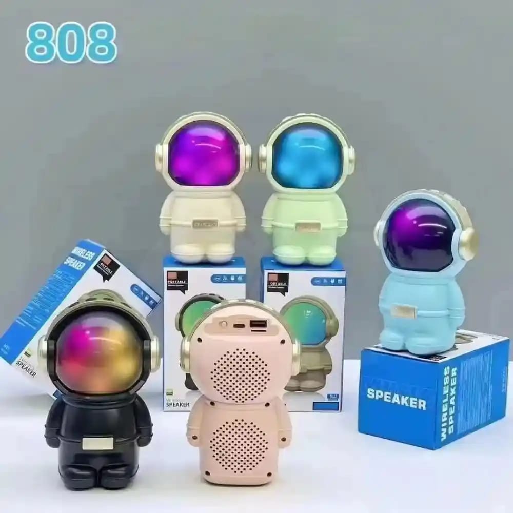 X-808 Astronaut Design Wireless Bluetooth Speaker 👨‍🚀 – 6.8W Output 🔊, Colorful LED Light 🌈, Portable 🎒 and Rechargeable 🔋 – Music Gift Gadget